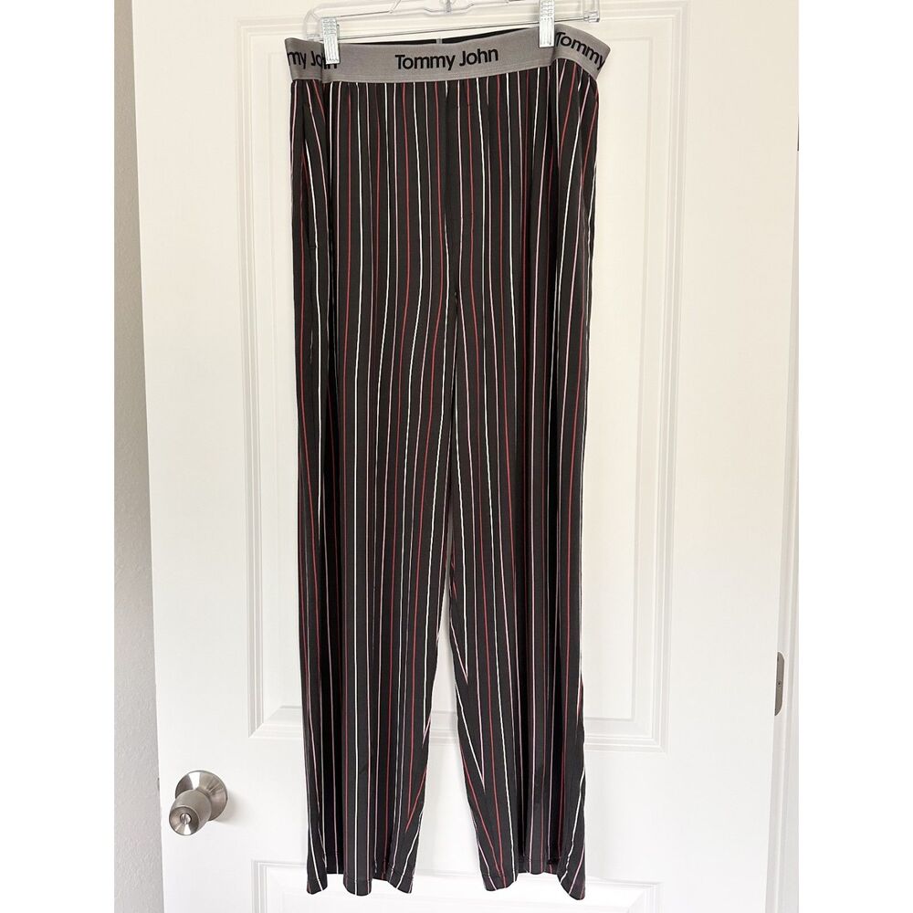 Tommy John Lounge Pants Mens XL Black Striped Modal Pajama Sleepwear Comfort